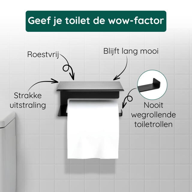 Xivada Wc rolhouder zeus met plankje inclusief schroefset - 3193591 large