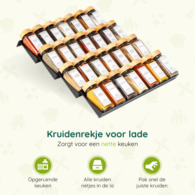 Xivada Kruidenrek lade met potjes 24 kruidenpotjes 240 stickers 3193631 large