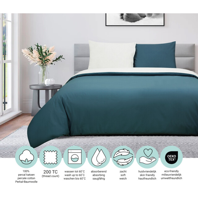 DoubleDry Dekbedovertrek 100% percal katoen eenpersoons 140x200/220 cm + 1 2825977 large