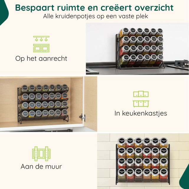 Xivada Staand kruidenrek met 24 kruidenpotjes 240 kruidenlabels 3193635 large