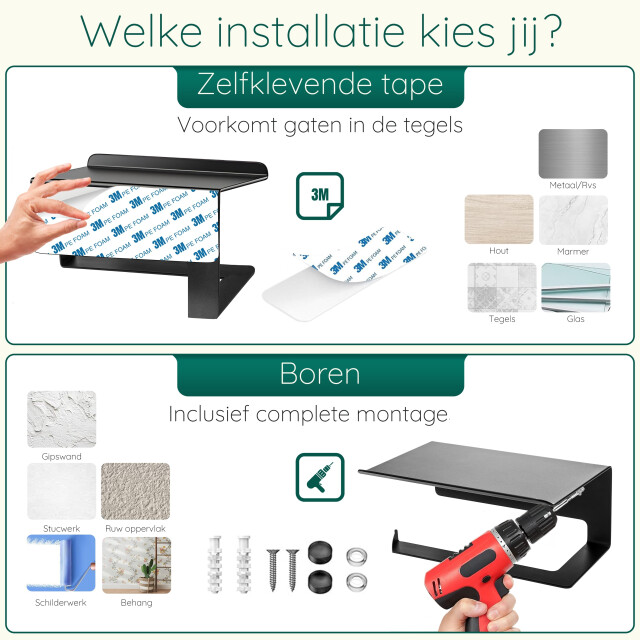 Xivada Wc rolhouder zeus met plankje inclusief schroefset - 3193591 large