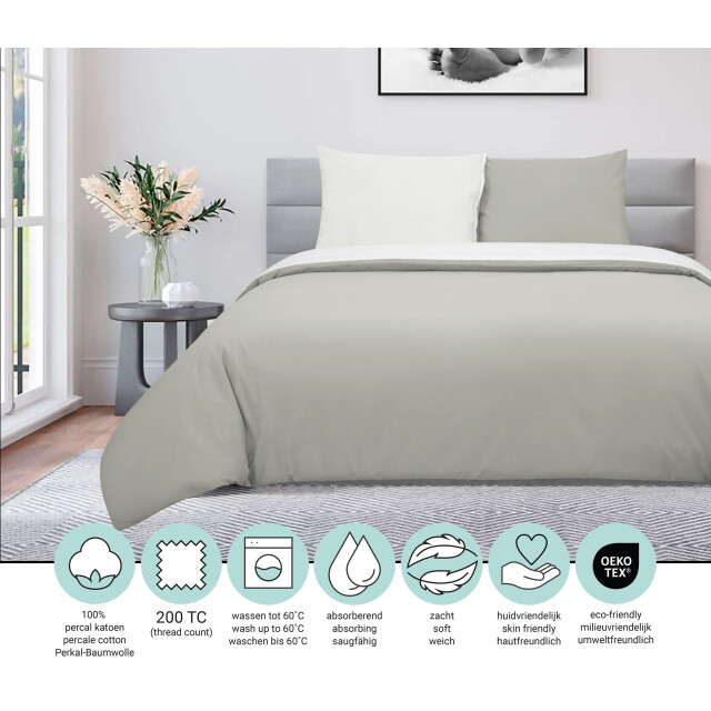 DoubleDry Dekbedovertrek 100% percal katoen eenpersoons 140x200/220 cm + 1 2825979 large