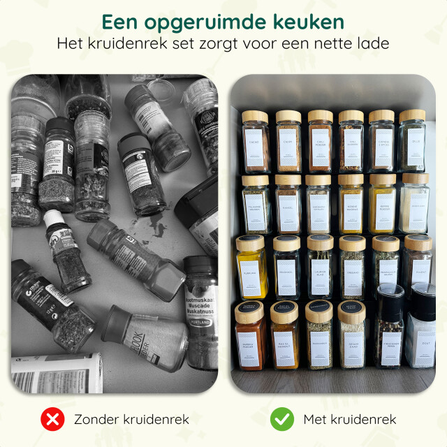 Xivada Kruidenrek lade met potjes 24 kruidenpotjes 240 stickers 3193631 large