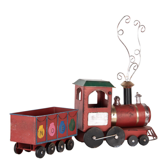 Clayre & Eef Kerstdecoratie beeld locomotief 63x15x38 cm metaal 3196515 large