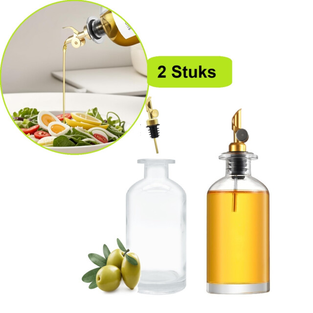 Xivada Olijfolie fles met schenktuit glas 500 ml set van 2 3193637 large