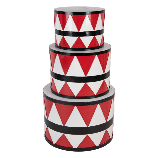 Clayre & Eef Kerstdecoratie trommel Ø 47/ Ø 39 / Ø 31 cm rood metaal 3196514 large