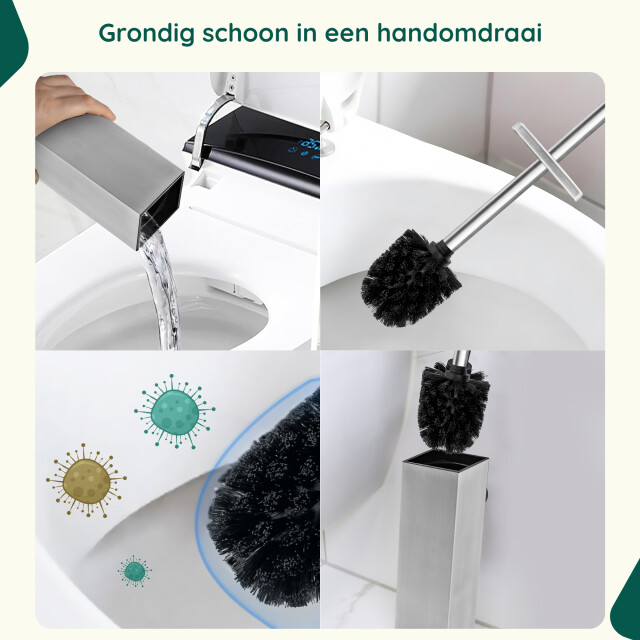Xivada Toiletborsterhouder cira vierkant boren rvs zilver 3193620 large