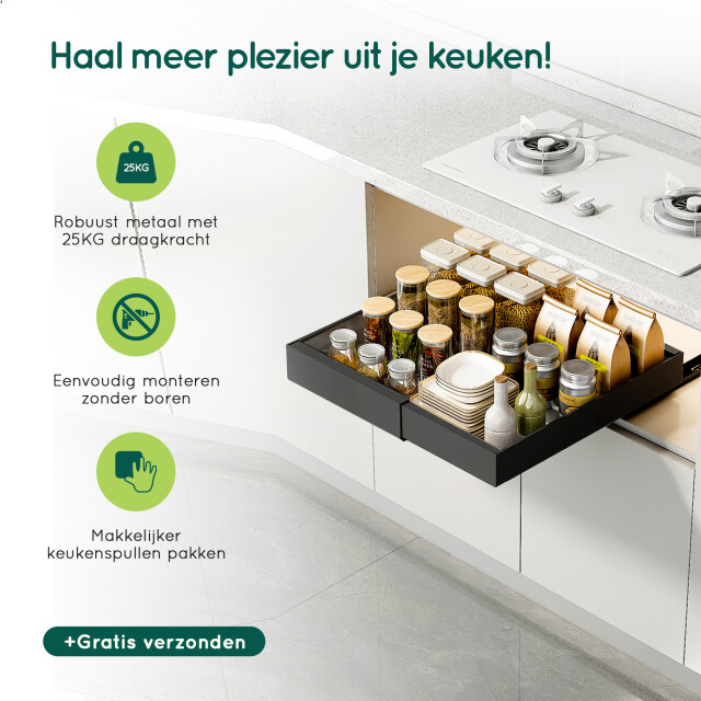 Xivada Keukenorganizer schuiflade aluminium verstelbaar - 3195482 large