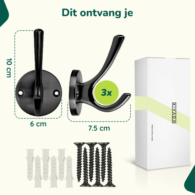 Xivada Kapstokhaak zena inclusief schroefset - set van 3 3193583 large