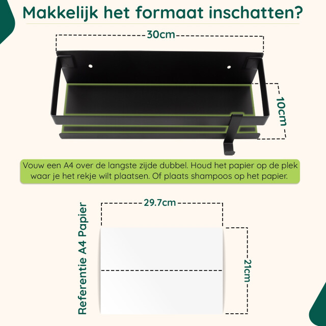 Xivada Doucherek teca boren zelfklevend rvs 30 cm - 3195459 large