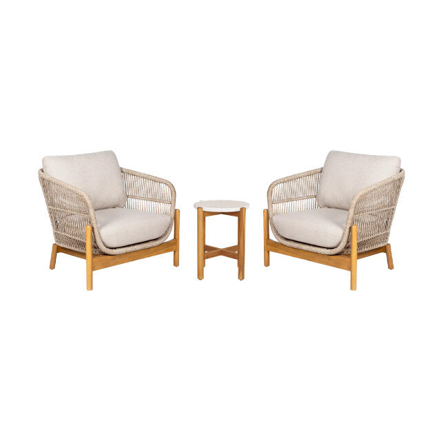 Artichok Teresa houten tuin loungeset 3delig twee fauteuils en een bijzettafel - 3196880 large