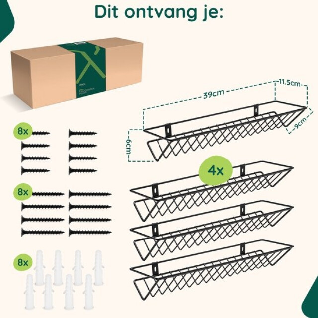 Xivada Kruidenrek ophangbaar muur metaal - set van 4 3193603 large