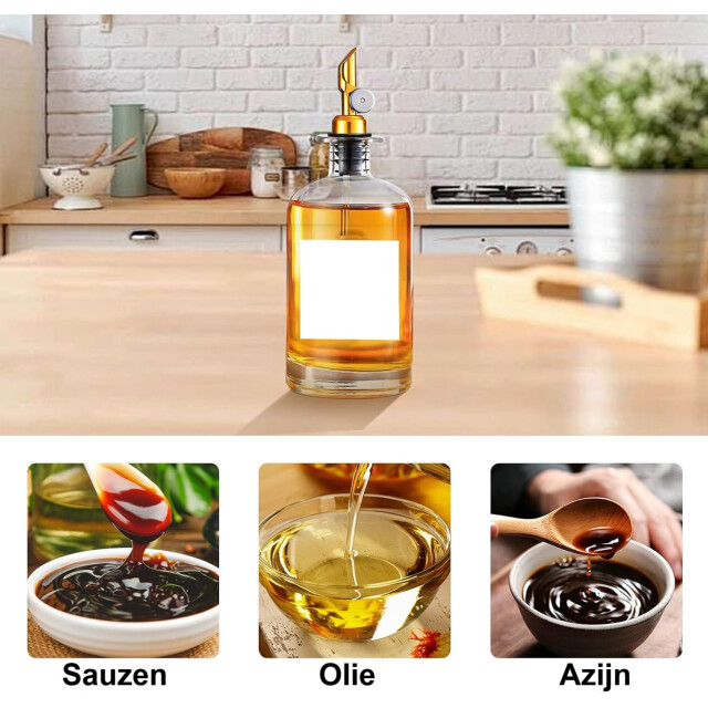 Xivada Olijfolie fles met schenktuit glas 500 ml set van 2 3193637 large