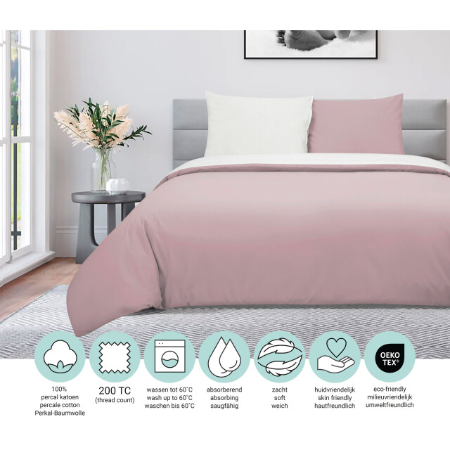 DoubleDry Dekbedovertrek 100% percal katoen eenpersoons 140x200/220 cm + 1 2825983 large