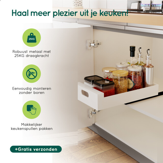 Xivada Keukenkast organizer schuiflade aluminium 25 cm - 3195479 large
