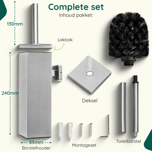 Xivada Toiletborsterhouder cira vierkant boren rvs zilver 3193620 large