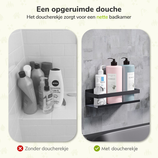 Xivada Doucherek teca boren zelfklevend rvs 30 cm - 3195459 large