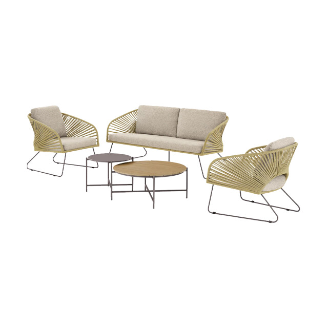 Artichok Mischa tuin loungeset naturel 5delig tweezitsbank, twee fauteuils, twee 3196883 large