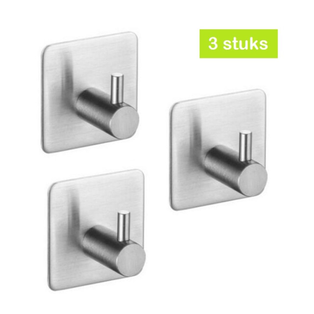 Xivada Handdoekhaken zelfklevend vierkant rvs – 3 stuks 3193641 large