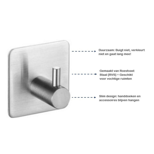 Xivada Handdoekhaken zelfklevend vierkant rvs – 3 stuks 3193641 large