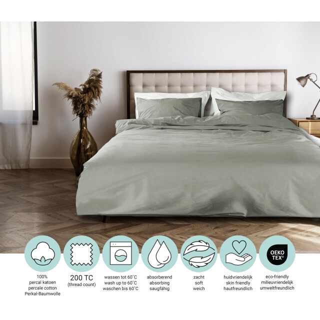 DoubleDry Dekbedovertrek 100% percal katoen eenpersoons 140x200/220 cm + 1 3031627 large