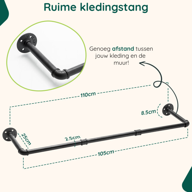 Xivada Kledingrek zora metaal draagkracht 30 kg 110 cm - 3193602 large