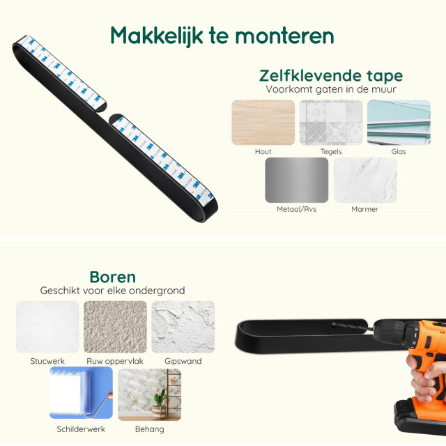 Xivada Handdoekrek chio inclusief schroeven plakstrip rvs 50 cm 3193581 large
