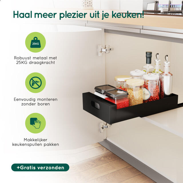 Xivada Keukenkast organizer schuiflade aluminium 25 cm - 3195483 large