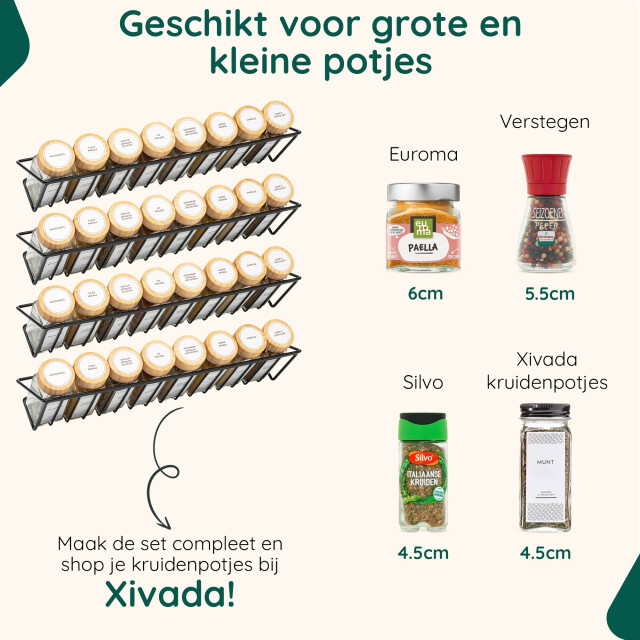 Xivada Kruidenrek ophangbaar muur metaal - set van 4 3193603 large