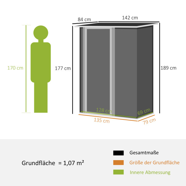 4goodz Outsunny stalen tuinkast balkonkast 84x142x189 cm - 3196562 large