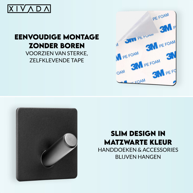 Xivada Handdoekhaak paza rvs 3m tape - set van 2 3193564 large