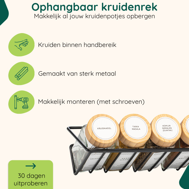 Xivada Kruidenrek ophangbaar muur metaal - set van 4 3193603 large