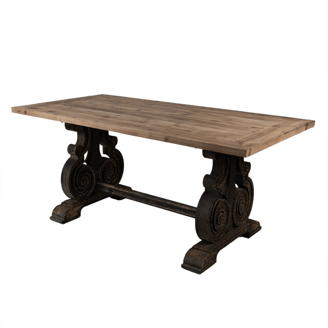 Clayre & Eef Eettafel 180x90x78 cm zwart hout 3196503 large
