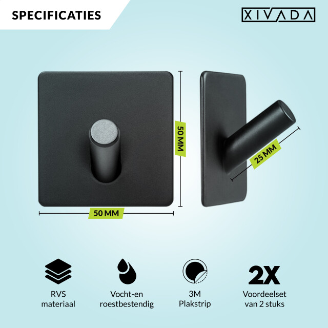 Xivada Handdoekhaak paza rvs 3m tape - set van 2 3193564 large