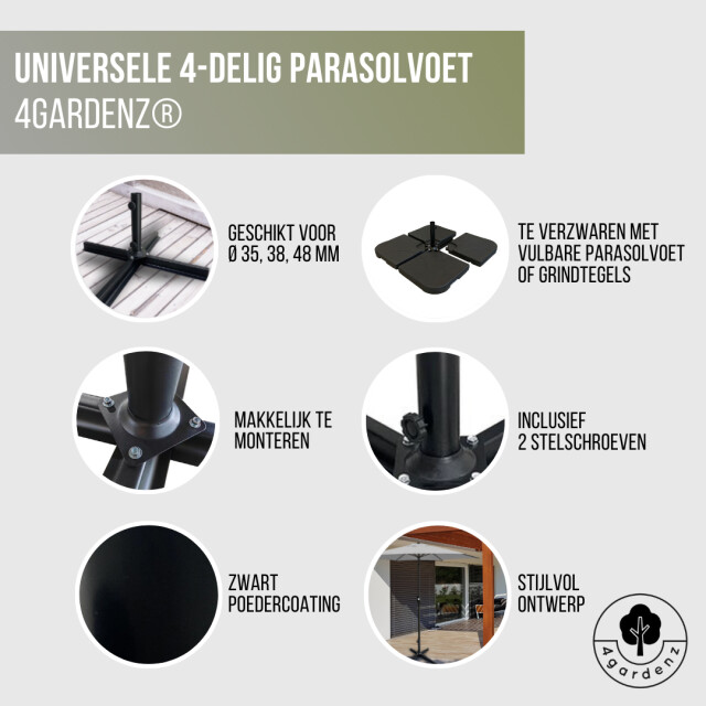 4gardenz ® parasol kruisvoet voor verzwaringstegels 77x77x31 cm - 3048916 large