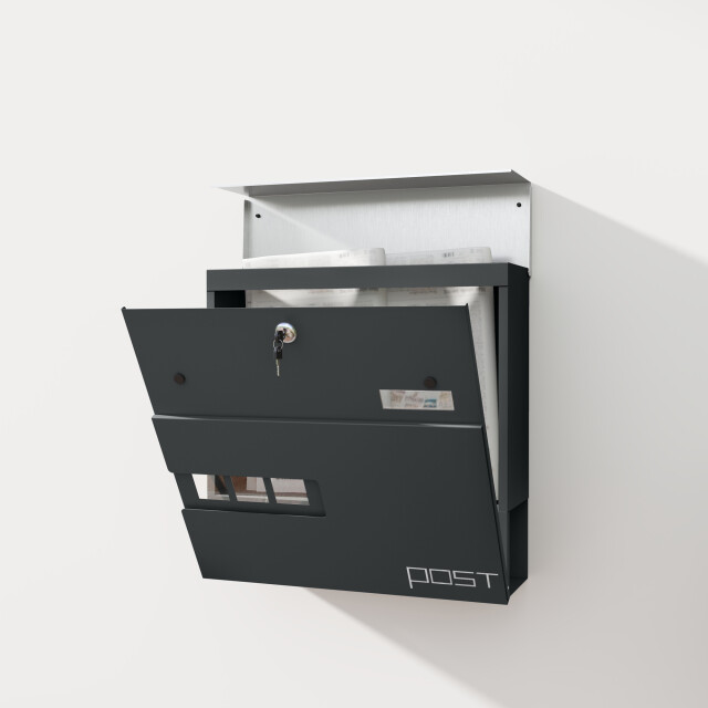 4goodz Wandbrievenbus post met slot en krantenvak - 3196929 large