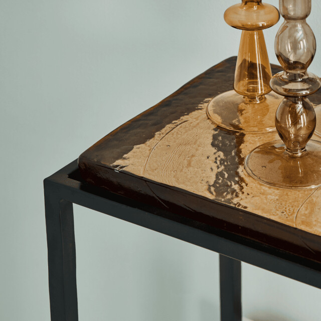 CaliCosy Kleine console van gerookt glas en zwart metaal l80 cm igloo 3196927 large