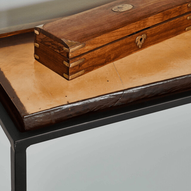 CaliCosy Grote console van gerookt glas en zwart metaal l110 cm igloo 3196906 large