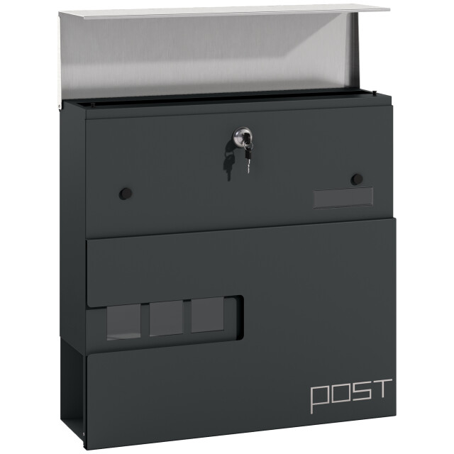 4goodz Wandbrievenbus post met slot en krantenvak - 3196929 large