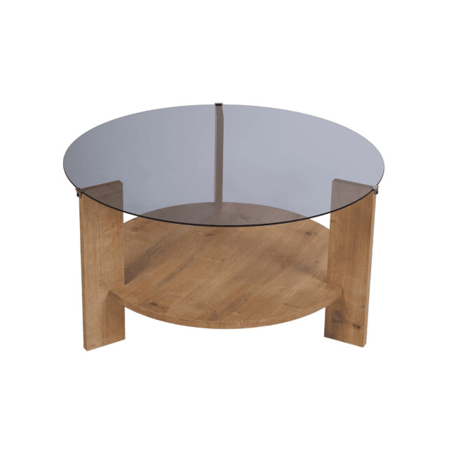 CaliCosy Salontafel met 2 bladen, waarvan één van gerookt gehard glas Ø75 cm clara 3196919 large