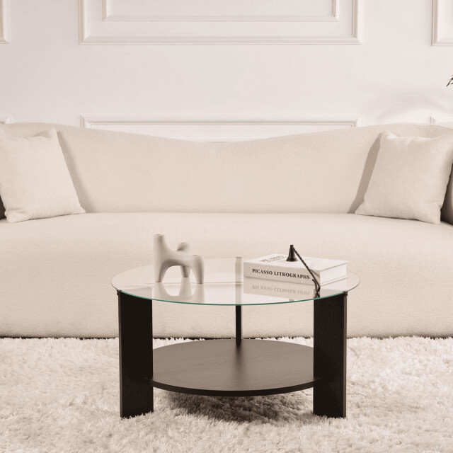 CaliCosy Salontafel met 2 bladen, waarvan één van gehard glas Ø75 cm clara 3196918 large