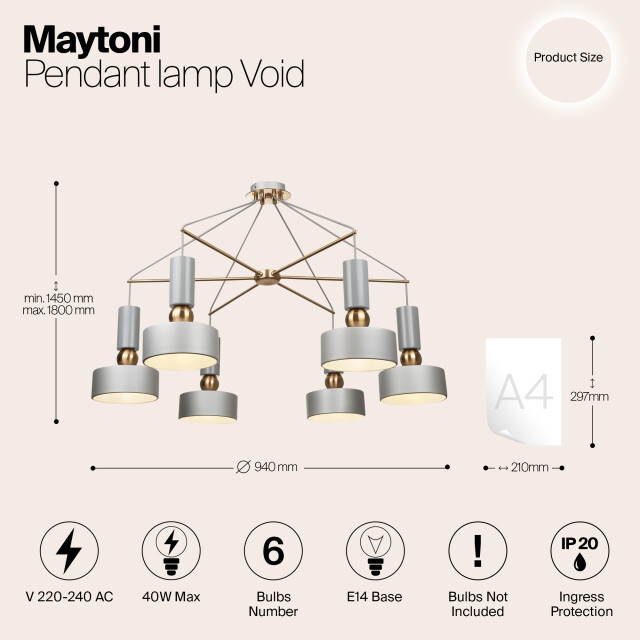 Maytoni hanglamp void - Ø94 2994666 large