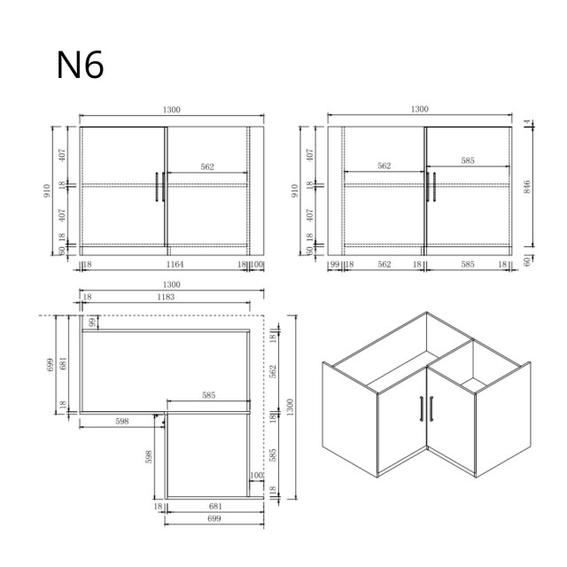 Wasophoogte Keukenkast module n6 – perle 3411363 large