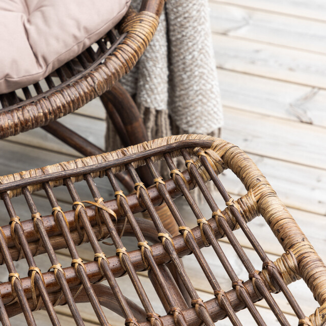 Nest Outdoor Aida rotan tuin fauteuil donker met voetenbankje en zitkussen 3196972 large