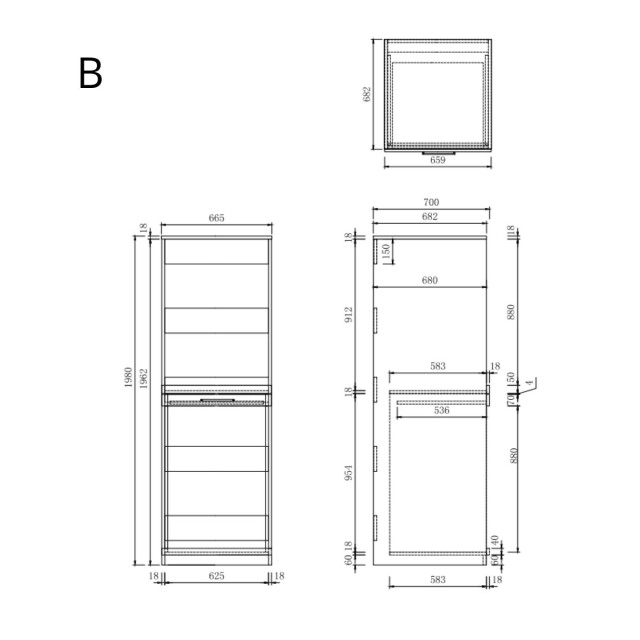 Wasophoogte Wasmachine kast lisbon – pure 3187990 large