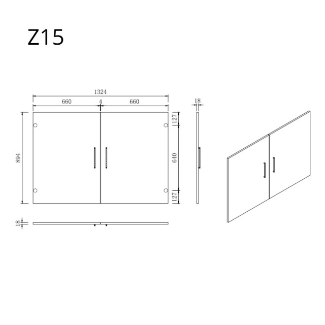 Wasophoogte Wasmachine kast deur module z15 – Ébène zwart 3196010 large
