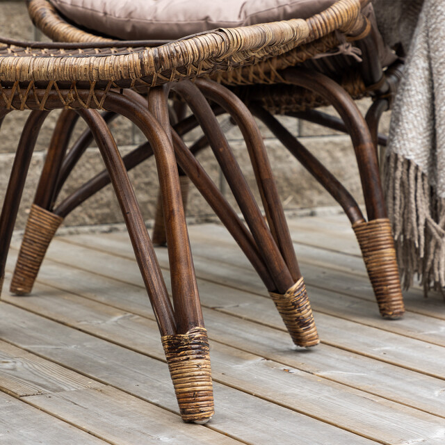 Nest Outdoor Aida rotan tuin fauteuil donker met voetenbankje en zitkussen 3196972 large