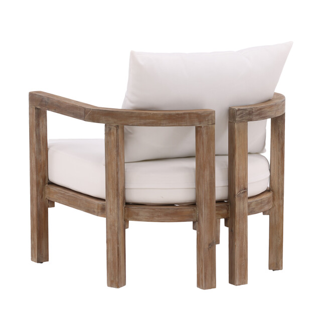 Nest Outdoor Elio acacia houten tuin lounge fauteuil naturel met witte zitkussens 3197083 large