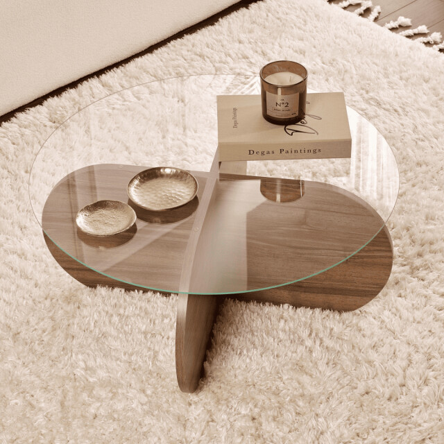 CaliCosy Salontafel met gekruiste poten en blad van gehard glas Ø75 cm aeris 3196980 large