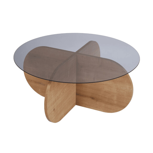 CaliCosy Salontafel met gekruiste poten en blad van gerookt glas Ø75 cm aeris 3196982 large